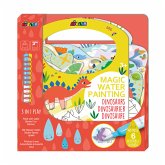 Avenir 6301776 - Magic Water Painting, Dinosaurier, Ausmalspiel, 3-in-1 Kreativ-Set mit Spielen, Stickern und Ausmalbildern