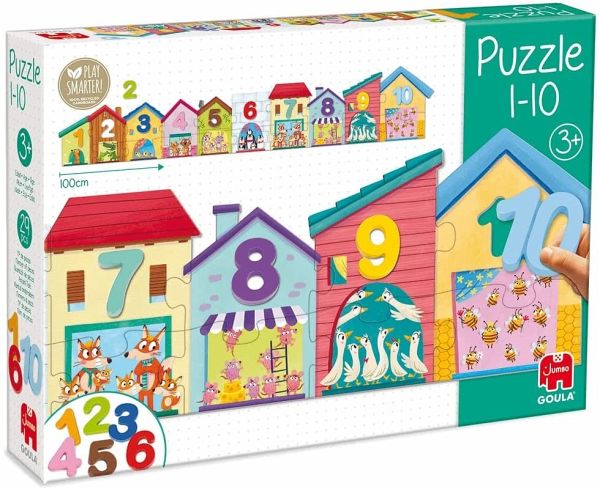 Goula 55260 - Häuserzeile, Puzzle 1-10, Holz, Zahlenpuzzle, Lernspiel, 29-teilig Goula 55260 - Häuserzeile, Puzzle 1-10, Holz, Zahlenpuzzle, Lernspiel, 29-teilig