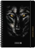 BRUNNEN 1072155063 Wochenkalender Schülerkalender 2022/2023 "Wolf" 2 Seiten = 1 Woche Blattgröße 14,8 x 21 cm A5 PP-Einband