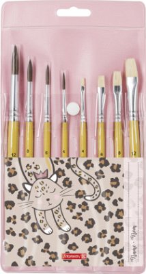 Cover Brunnen Schulpinsel 8er-Set Sweet Wild Cat