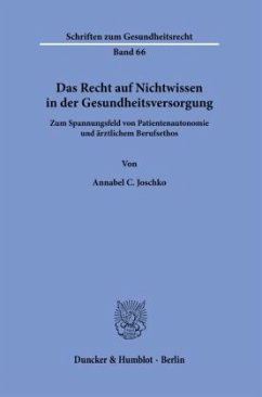 Das Recht auf Nichtwissen in der Gesundheitsversorgung. - Joschko, Annabel C.