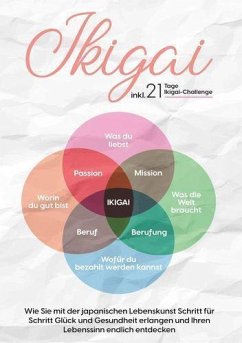 Ikigai: Wie Sie mit der japanischen Lebenskunst Schritt für Schritt Glück und Gesundheit erlangen und Ihren Lebenssinn endlich entdecken   inkl. 21 Tage Ikigai-Challenge