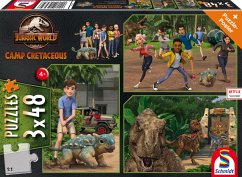 Schmidt 56434 - Jurassic World, Camp Cretaceous, Abenteuer auf Isla Nublar, Puzzle, 3x48 Teile