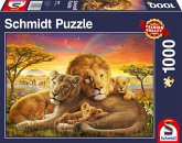 Schmidt 58987 - Kuschelnde Löwenfamilie, Puzzle, 1000 Teile