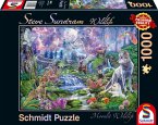 Schmidt 59963 - Steve Sundram, Wildlife, Moonlit Wildlife, Wildtiere im Mondschein, Puzzle, 1000 Teile