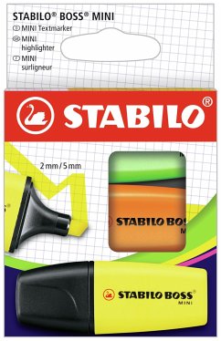 Textmarker - STABILO BOSS MINI - 3er Pack - gelb, orange, grün