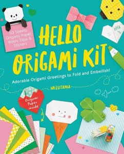 Hello Origami Kit: Adorable Origami Greetings to Fold and Embellish, Includes Paper, Washi Tape & Stickers - Mizutama