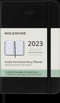 Moleskine 12 Monate Wochenkalender 2023, Pocket/A6, 1 Wo = 2 Seiten, horizontal, Fester Einband, Schwarz