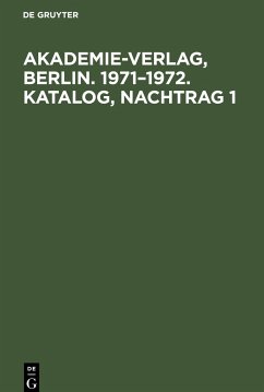 Akademie-Verlag, Berlin. 1971¿1972. Katalog, Nachtrag 1