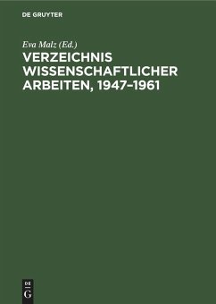 Cover Verzeichnis wissenschaftlicher Arbeiten, 1947-1961