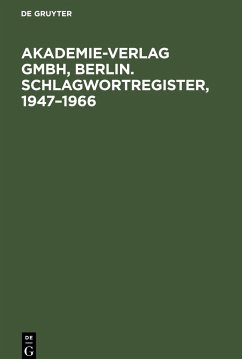 Akademie-Verlag GmbH, Berlin. Schlagwortregister, 1947¿1966