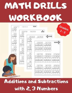 Math Drills Workbook, Additions and Subtractions with 2,3 Numbers, Grades 1-3 - Wolf, Danny