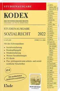 KODEX Studienausgabe Sozialrecht 2022 - Brameshuber, Elisabeth