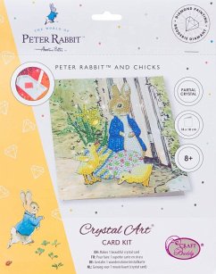 Craft Buddy CCK-PRBT04 - Crystal Art Cards, Peter Rabbit, Peter Hase und Küken, 18x18 cm, Diamond Painting, Kunstkarte