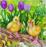 Craft Buddy CCK-A98 - Crystal Art Card Kit, Spring Chicks, Küken, 18x18cm, Kristall-Kunstkarte, Diamond Painting