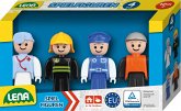 LENA® 04490 - Truxx, Spielfiguren-Set (Doktor, Feuerwehrmann, Polizist, Bauarbeiter), blau, 4-teilig