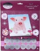 Craft Buddy CCK-A100 - Crystal Art Card Kit, Pig on the Fence, Schwein, 18x18cm, Kristall-Kunstkarte, Diamond Painting