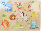 Small foot 4763 - Setzpuzzle Zootiere, Greifpuzzle, Holz, 9 Puzzleteile