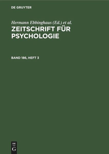 Zeitschrift für Psychologie. Band 186, Heft 3