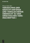 Verzeichnis der Gedicht-Anfänge und vergleichende Übersicht zu den Griechischen Vers-Inschriften I