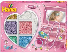 Hama 3707 - Kreativbox Accessoires, Schmuckset mit ca. 2400 Midi-Bügelperlen, Stiftplatte und Zubehör