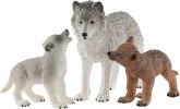 Schleich 42472 - Wild Life, Wolfsmutter mit Welpen, Waldtiere