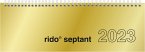 rido/idé 7036121913 Wochenkalender Tischkalender 2023 Modell septant 2 Seiten = 1 Woche Blattgröße 30,5 x 10,5 cm Glanzkarton-Einband goldfarben
