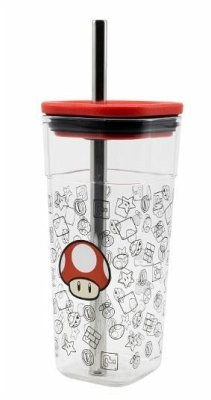 Trinkbecher mit Edelstahl-Str. Super Mario (540ml)