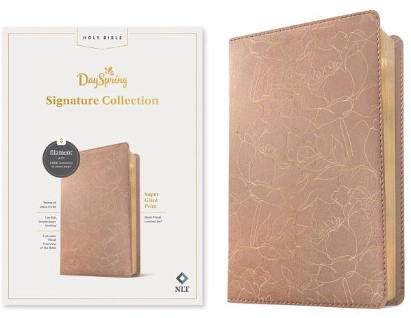 NLT Super Giant Print Bible, Dayspring Signature Collection, Filament Enabled (Leatherlike, Blush Floral, Red Letter)