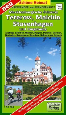 Radwander- und Wanderkarte Mecklenburgische Schweiz, Teterow, Malchin, Stavenhagen und Umgebung - Verlag Dr. Barthel