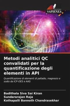 Metodi analitici QC convalidati per la quantificazione degli elementi in API - Siva Sai Kiran, Badithala;Raja, Sundararajan;Chandrasekhar, Kothapalli Bannoth