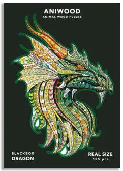Cover Aniwood J2310M - Animal Wood Puzzle, Blackbox Dragon M, Drache, Holz-Puzzle 125 Teile