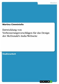 Entwicklung von Verbesserungsvorschlägen für das Design der McDonald's India Webseite (eBook, PDF) - Cimminiello, Martina