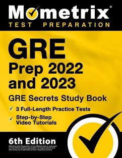 Cover GRE Prep 2022 and 2023 - GRE Secrets Study Book, 3 Full-Length Practice Tests, Step-by-Step Video Tutorials