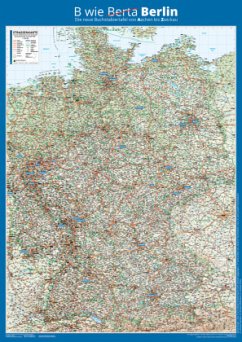 Kastanea Buchstabier-Straßenkarte Deutschland nach DIN 5009, DIN A0 (84 x 119 cm), Papierkarte gerollt - Kastanea GmbH