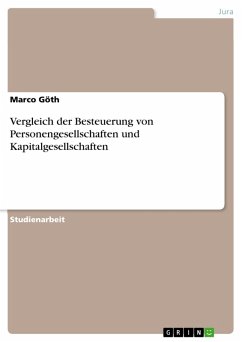 Vergleich der Besteuerung von Personengesellschaften und Kapitalgesellschaften (eBook, PDF) - Göth, Marco
