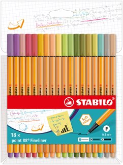 Fineliner - STABILO point 88 - 18er Pack - mit 18 verschiedenen Farben