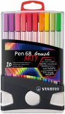 Premium-Filzstift mit Pinselspitze für variable Strichstärken - STABILO Pen 68 brush ColorParade - ARTY - 20er Tischset - mit 20 verschiedenen Farben