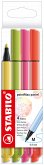 Filzschreiber - STABILO pointMax - 4er Pack - Pastellfarben - hellgelb, limettengrün, rosarot, korallrot