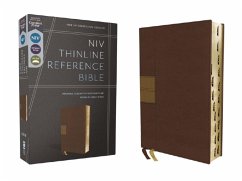 Niv, Thinline Reference Bible (Deep Study at a Portable Size), Leathersoft, Brown, Red Letter, Thumb Indexed, Comfort Print - Zondervan