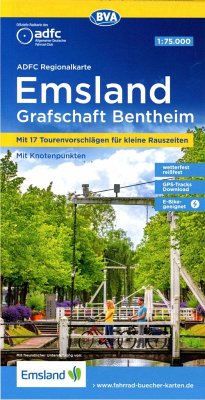 ADFC-Regionalkarte Emsland Grafschaft Bentheim, 1:75.000, mit Tagestourenvorschlägen, reiß- und wetterfest, E-Bike-geeignet, mit Knotenpunkten, GPS-Tracks Download
