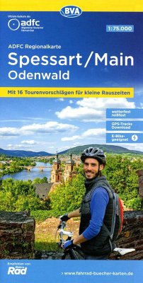 ADFC-Regionalkarte Spessart/Main/Odenwald, 1:75.000, mit Tagestourenvorschlägen, reiß- und wetterfest, E-Bike-geeignet, GPS-Tracks Download