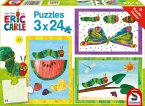 Schmidt 56430 - Eric Carle, Die kleine Raupe Nimmersatt, Kinderpuzzle mit Poster, 3x24 Teile