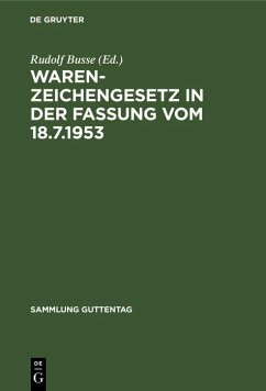 Cover Warenzeichengesetz in der Fassung vom 18.7.1953 (eBook, PDF)