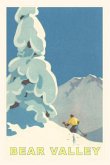 The Vintage Journal Big Snowy Pine Tree and Skier, Bear Valley