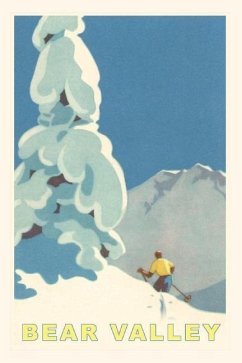 The Vintage Journal Big Snowy Pine Tree and Skier, Bear Valley