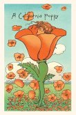 The Vintage Journal Illustration of California Poppy Person