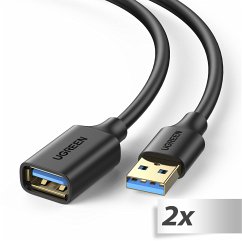 2x1 UGREEN USB-A To Female 3.0 Extension Cable Black 3m