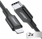 2x1 UGREEN Lightning to Type-C Cable 1m black