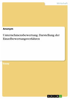 Unternehmensbewertung. Darstellung der Einzelbewertungsverfahren (eBook, PDF)